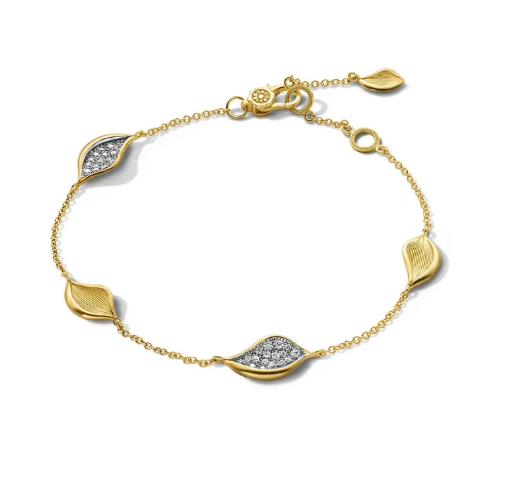 Diamond Petal Station Bracelet 18K
