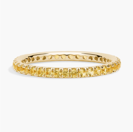 Riviera Pavé Yellow Sapphire Eternity Ring in 18k Yellow Gold (1.5mm)