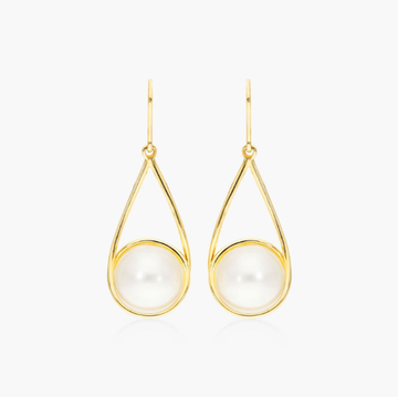 Cultured Freshwater Pearl Swirl Drop Earrings In 14K Yellow Gold (9.5-10.0mm)