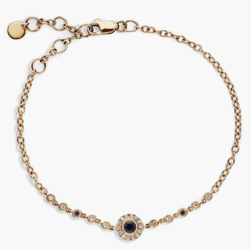 Sapphire and Diamond Vintage Inspired Bracelet in 14k Yellow Gold (3.5mm)