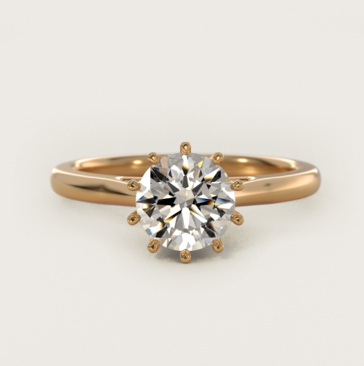 Ten Prong Solitaire Engagement Ring In 14K Yellow Gold