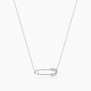 Diamond Pin Necklace In 14K White Gold