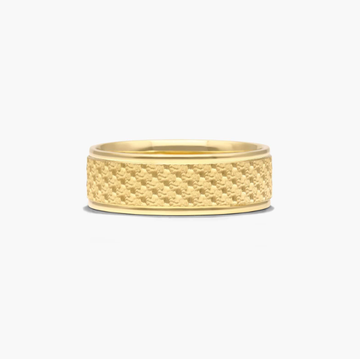 Diamond Pattern Design Men's Wedding Band In 14K Yellow Gold (7.00mm)