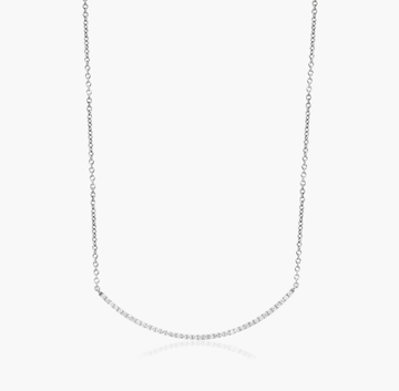 Curving Diamond Bar Necklace In 14K White Gold