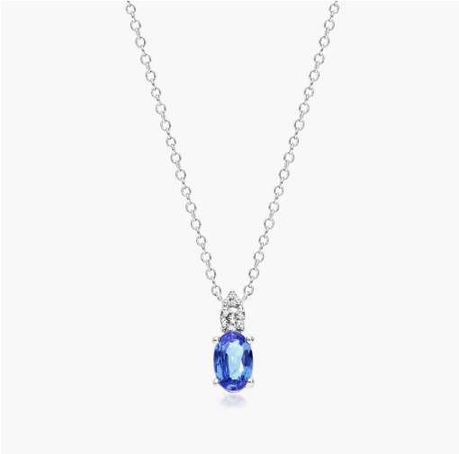 14K White Gold Sapphire and Diamond Necklace