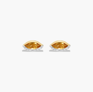 Radiant Reflections Marquise Cut Citrine Earrings In 14K Yellow Gold