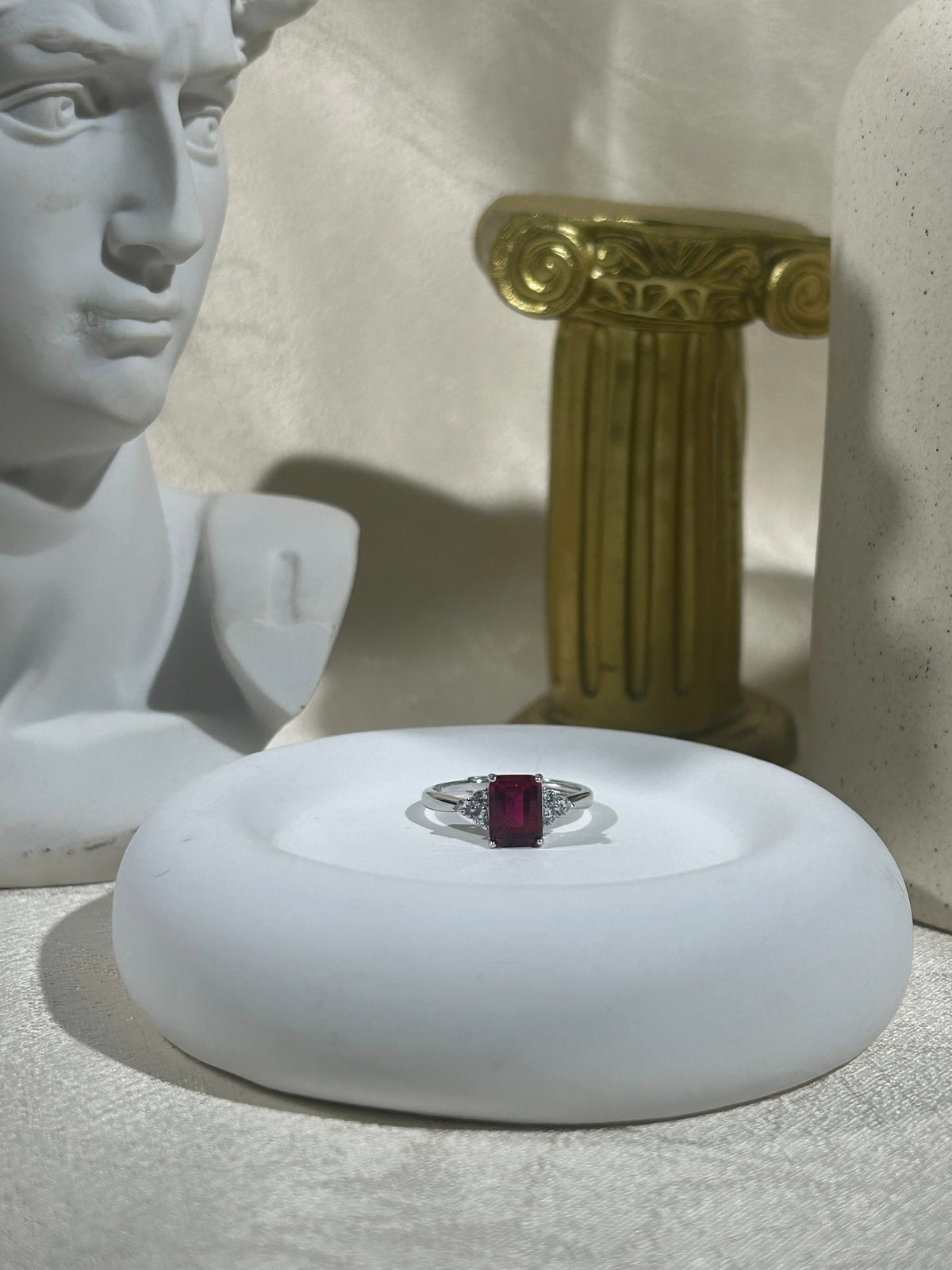 Emerald Cut Lab Grown Ruby Ring, Center Stone 2.0ct in S925 Silver