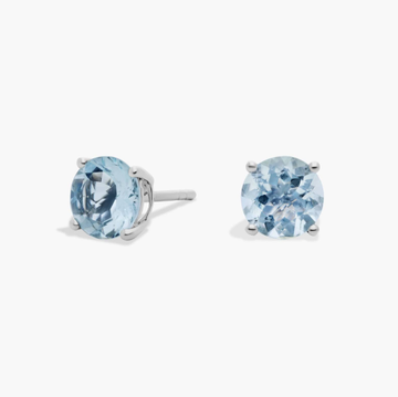 Aquamarine Stud Earrings in 14k White Gold (7mm)