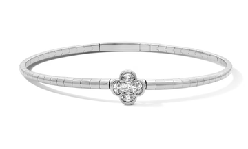 1/2 CT. T.W. Lab-Grown Diamond Clover Cluster Flex Bangle Bracelet in Sterling Silver (F/VS2)