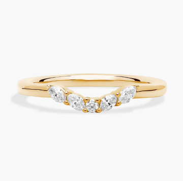 Curved Floral Marquise Diamond Ring in 14k Yellow Gold (1/8 ct. tw.)