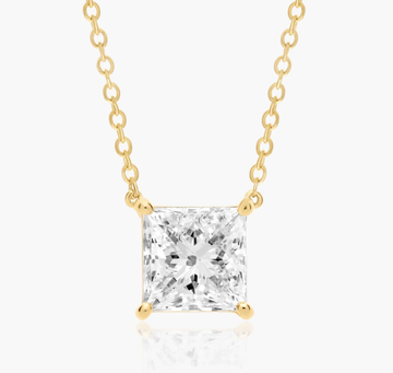 14K Yellow Gold Princess Cut Lab-Grown Diamond Solitaire Pendant (2.00 CTW - F-G / VS2-SI1)
