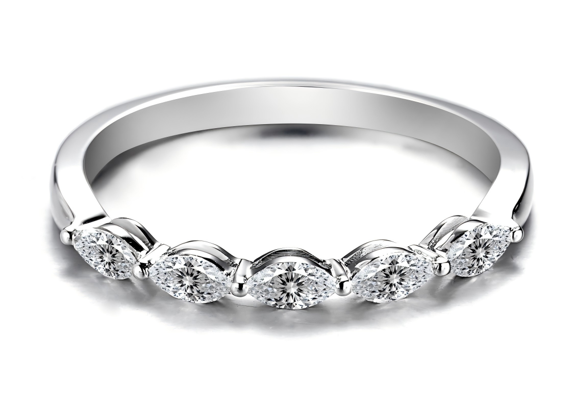 14k Marquise-cut diamond band ring
