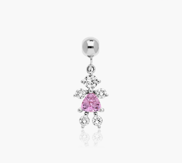 14K White Gold Lab Grown Diamond and Pink Tourmaline Girl Charm
