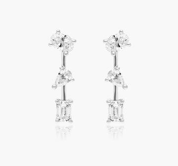 Fancy Array Lab-Grown Diamond Earrings In 14K White Gold