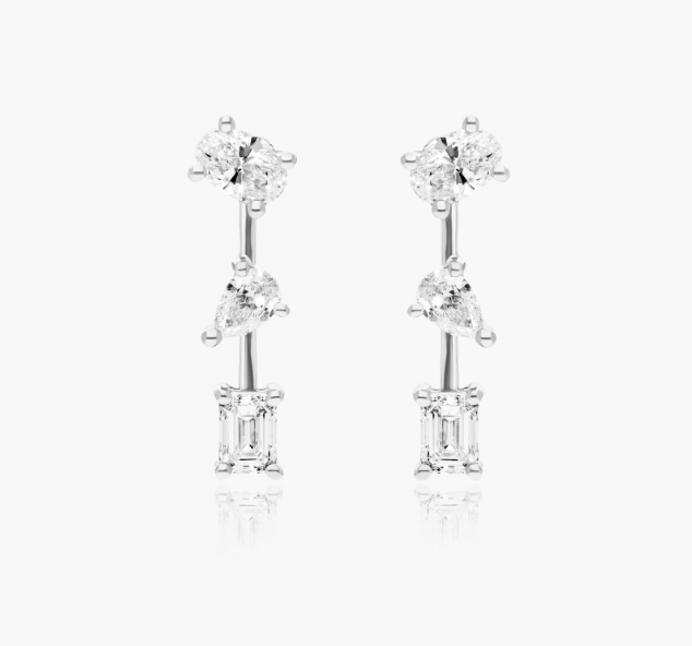 Fancy Array Lab-Grown Diamond Earrings In 14K White Gold
