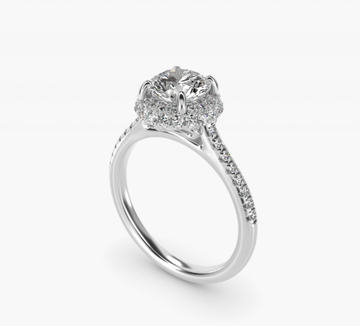Falling Edge Pavé Diamond Halo Engagement Ring In Platinum