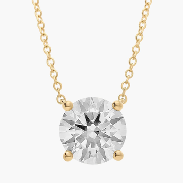 Four Prong Basket Solitaire Lab Grown Diamond Pendant In 14K Yellow Gold (3 Ct. tw. - F-G / VS2-SI1)