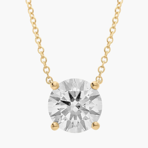 Four Prong Basket Solitaire Lab Grown Diamond Pendant In 14K Yellow Gold (3 Ct. tw. - F-G / VS2-SI1)