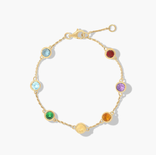 14K Yellow Gold Radiant Reflections Multi-Gemstone Station Bracelet