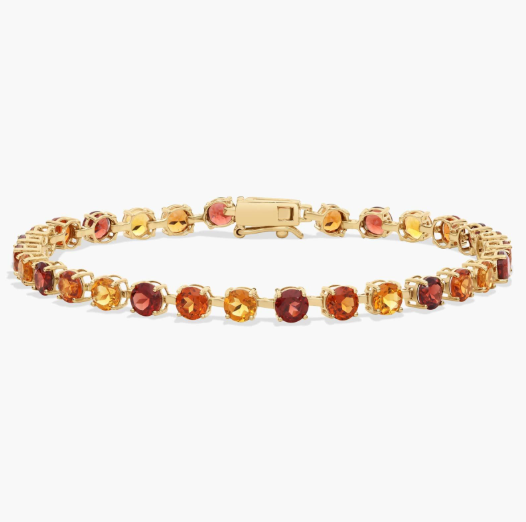 Sunset Multi Gemstone Station Bracelet in 14k Yellow Gold