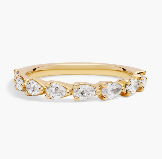 East-West 9-Stone Pear Diamond Anniversary Ring in 14k Yellow Gold (1/2 ct. tw.)