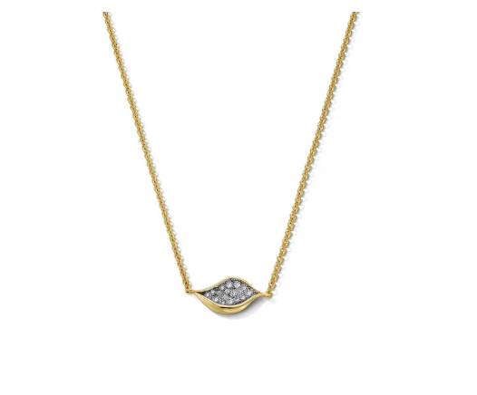 Diamond Mini Leaf Pendant Necklace 18K