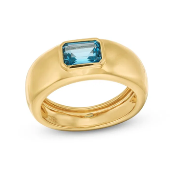 Blue Topaz Bezel Ring 14K