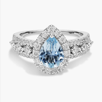 Pear Shaped Aquamarine Fashion Ring in 14k White Gold (8x6mm)