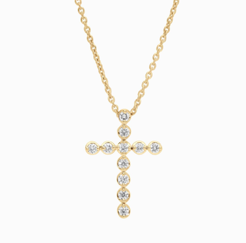 Diamond Cross Necklace with 0.3 CTW Round Cut Lab-Grown Diamonds in 14K Yellow Gold