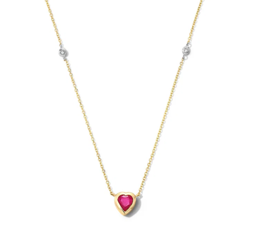 Heart-Shaped Ruby Diamond Accented Necklace
