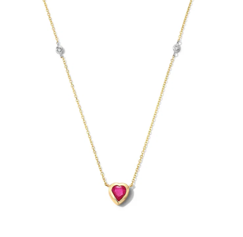 Heart-Shaped Ruby Diamond Accented Necklace