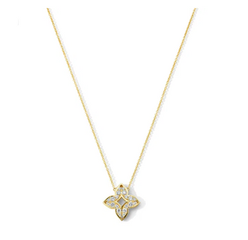 Diamond Clover Medallion Necklace 18K