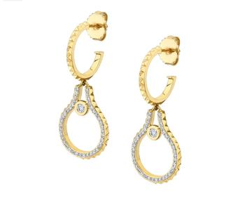 Bezel Diamond Pyramid Dangle Earrings