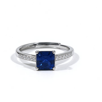 Asscher Cut Lab Grown Sapphire Ring, Center Stone 1.3ct in S925 Silver