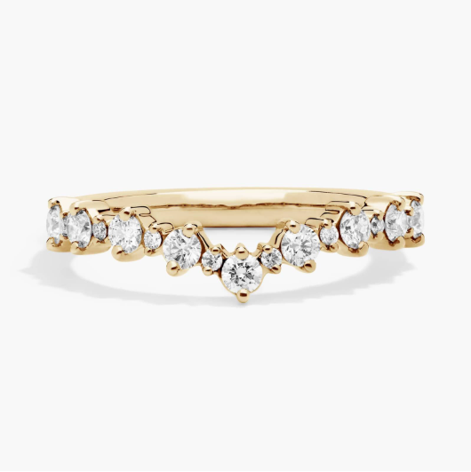 Curved Diamond Chevron Ring in 14K Yellow Gold (3/8 Ct. Tw.)