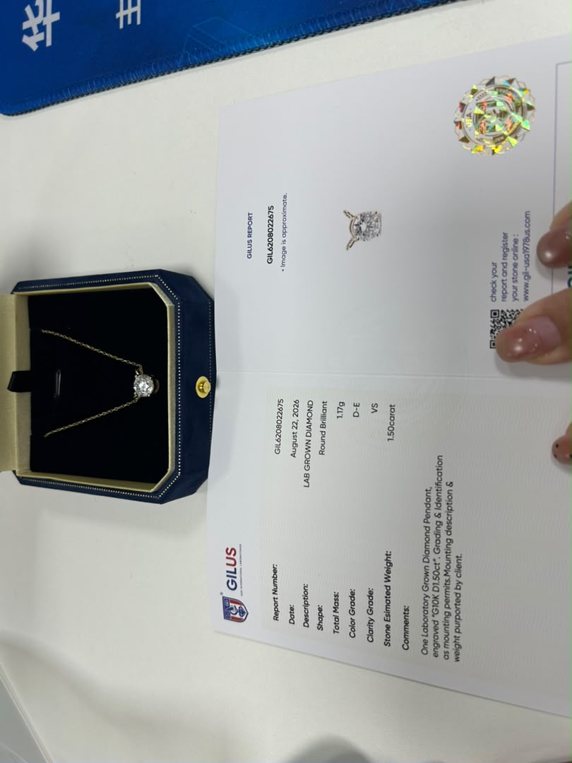 Daniela-1.5ct Round Diamond 10K Yellow Gold Pendant + Gold-Plated Silver Necklace (Free Gift)