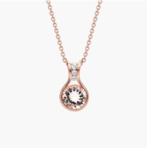 Round Morganite Pendant in 14k Rose Gold (7mm)