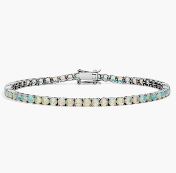 Opal Birthstone Tennis Bracelet in 14K White Gold