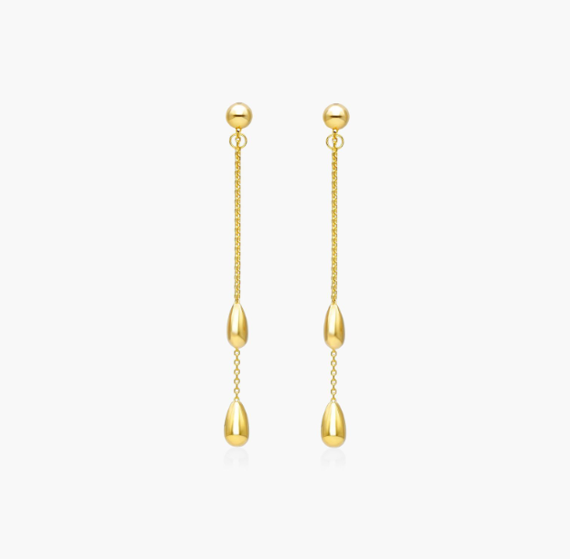 Front To Back Teardrop Earrings In 14K Yellow Gold
