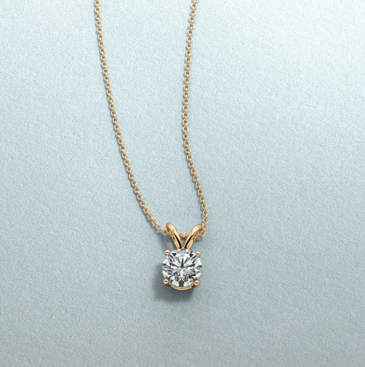 Double-Bail Diamond Solitaire Pendant In 14K Yellow Gold (Setting)