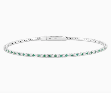 1.75 Carats Lab-grown Diamond and Green Emerald Flex Bangle