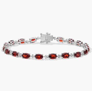 East-west Oval Garnet Fashion Bracelet in Sterling Silver