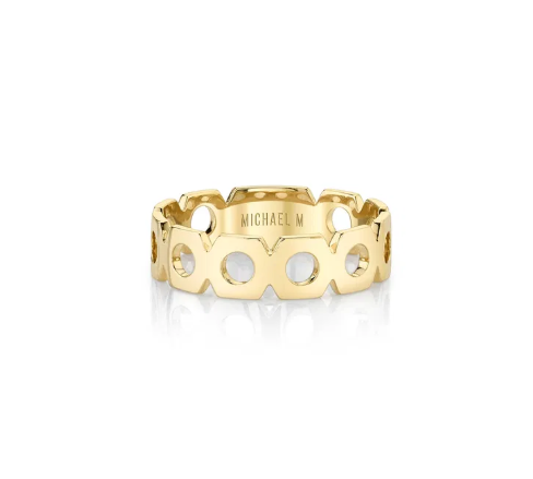 Open Hexagon Gold Band 14K
