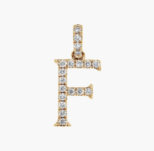Lab-Grown Diamond Initial F Charm In 14K Yellow Gold