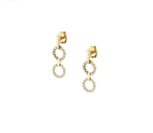Double Circle Diamond Earrings 14K
