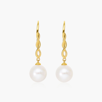 Cultured Freshwater Pearl Twist Drop Earrings In 14K Yellow Gold