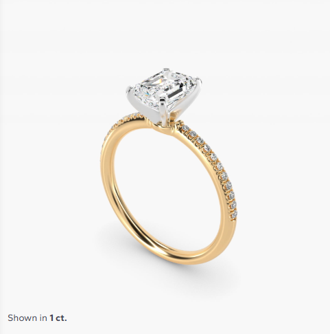 1 1/2 CT. GIA Certified Emerald Lab Created Diamond Petite Micropavé Diamond Engagement Ring in 14k Yellow Gold (1/10 ct. tw.)