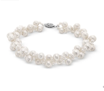 Freshwater Pearl Cluster Bracelet 14K