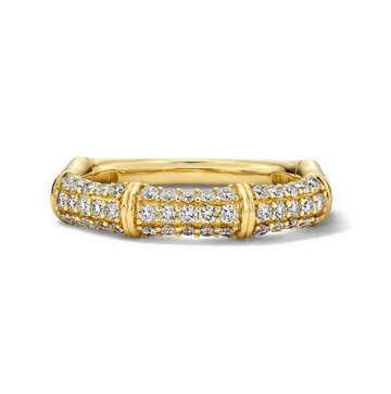 Bamboo Pave Diamond Ring 14K