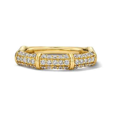 Bamboo Pave Diamond Ring 14K